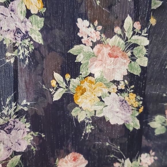 Lurex Navy Floral Coverup S M L - Picture 5 of 5